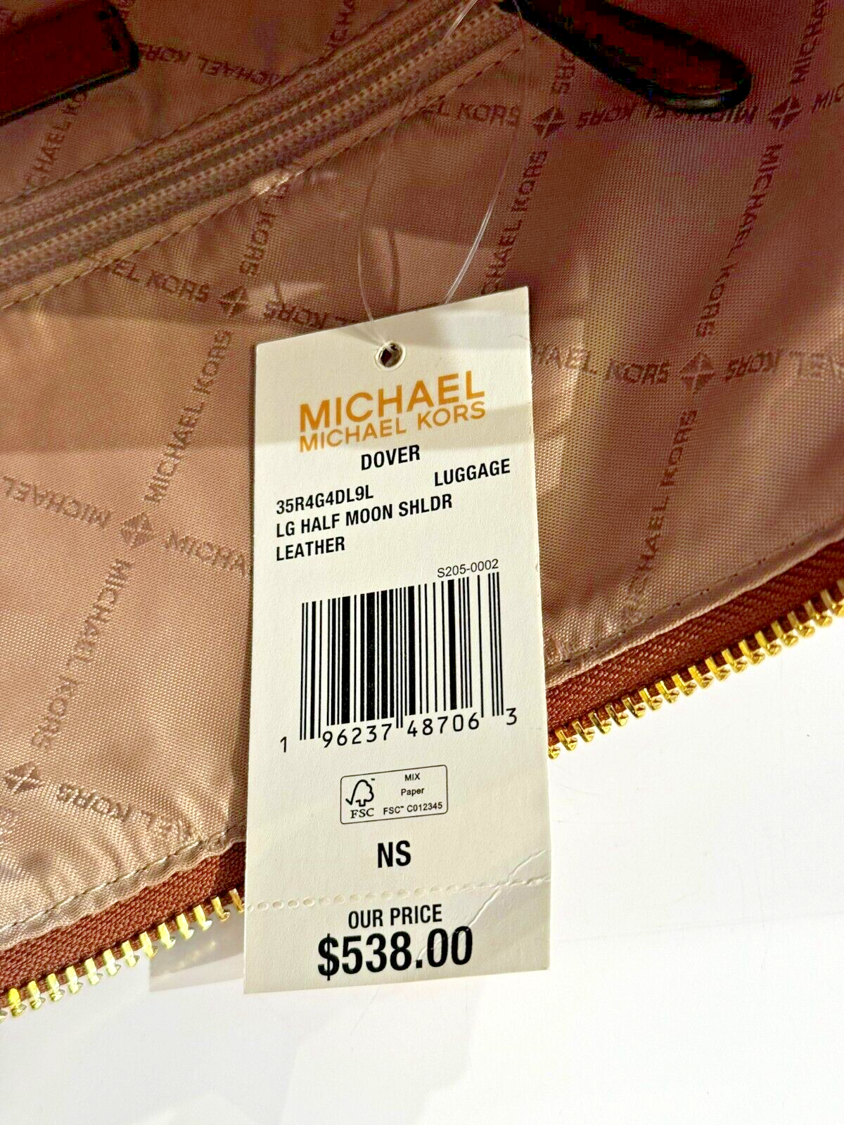 Michael Kors Dover Large Leather Top Zip Half Moon Shoulder Bag in 