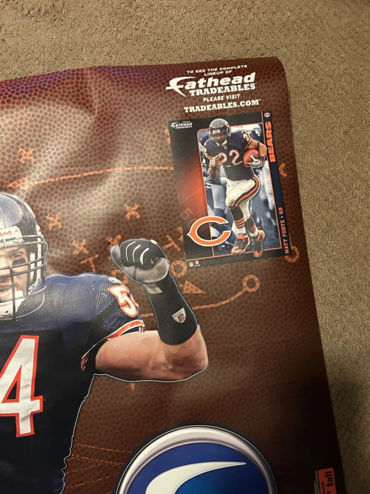 NUEVO Raro BRIAN URLACHER CHICAGO BEARS FATHEAD Jr Vinilo Reutilizable Gráfico 39x24 Foto 2 de 4