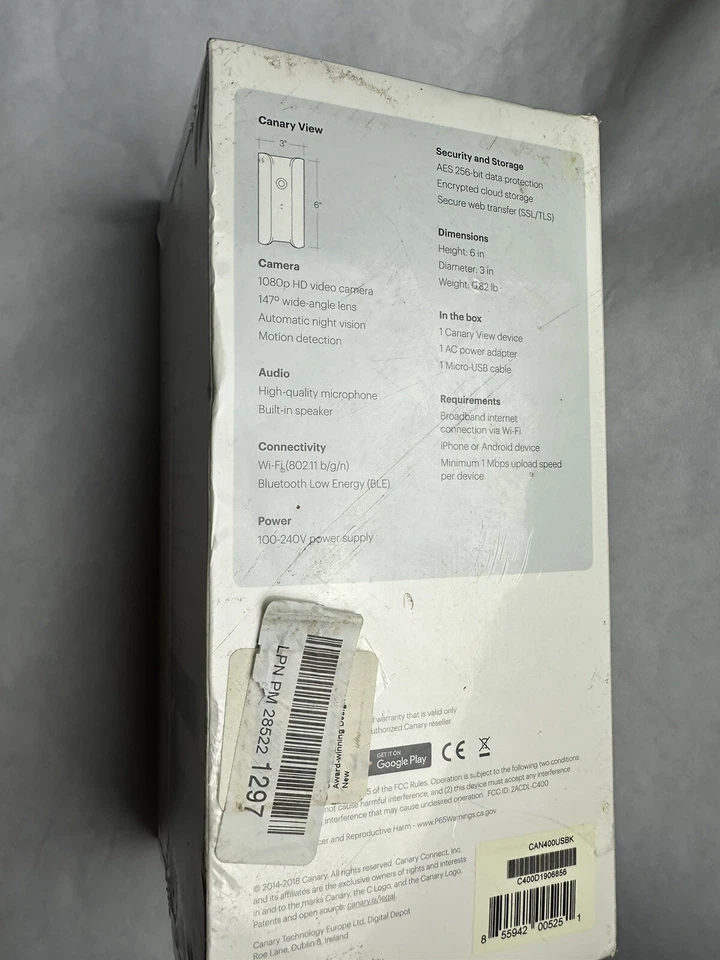 Canary View Indoor Security Camera 1080P HD Black (WiFi) - New - Image 3 of 4