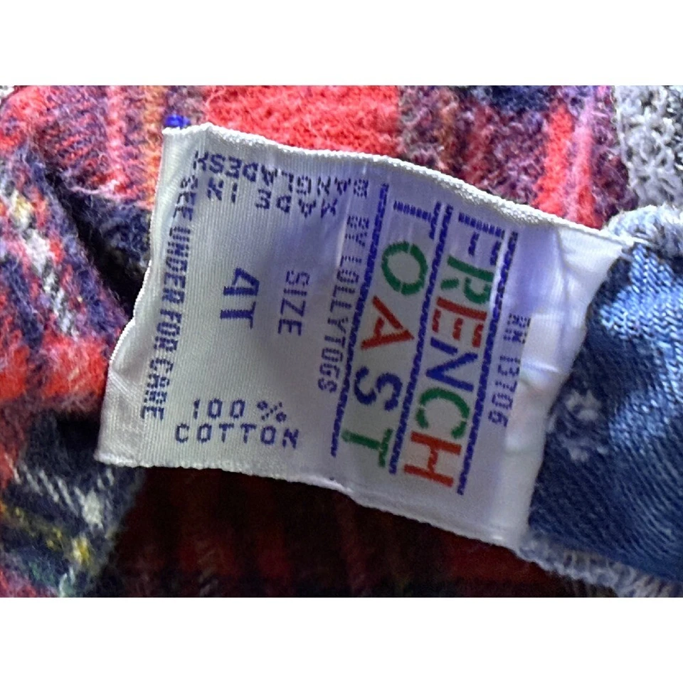 Mono vaquero tostado francés vintage forrado a cuadros correas ajustables talla 4T Foto 4 de 4