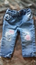 Baby Girls Blue Embroidered Jeans - Up To 1 Month