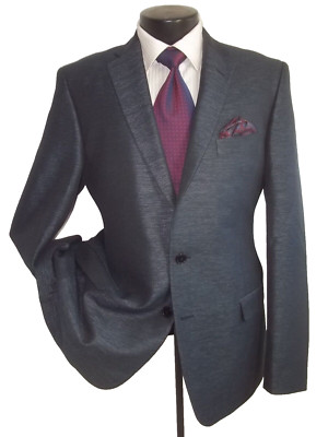 New Versace Collection Steel Blue Textured 2Button Wool Slim Fit Jacket Coat 42R