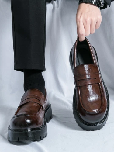 Herren Punk Rund Zehe Plateau Absätze Creepers Halbschuhe Freizeit Business Gothic Schuhe - Bild 9 von 15