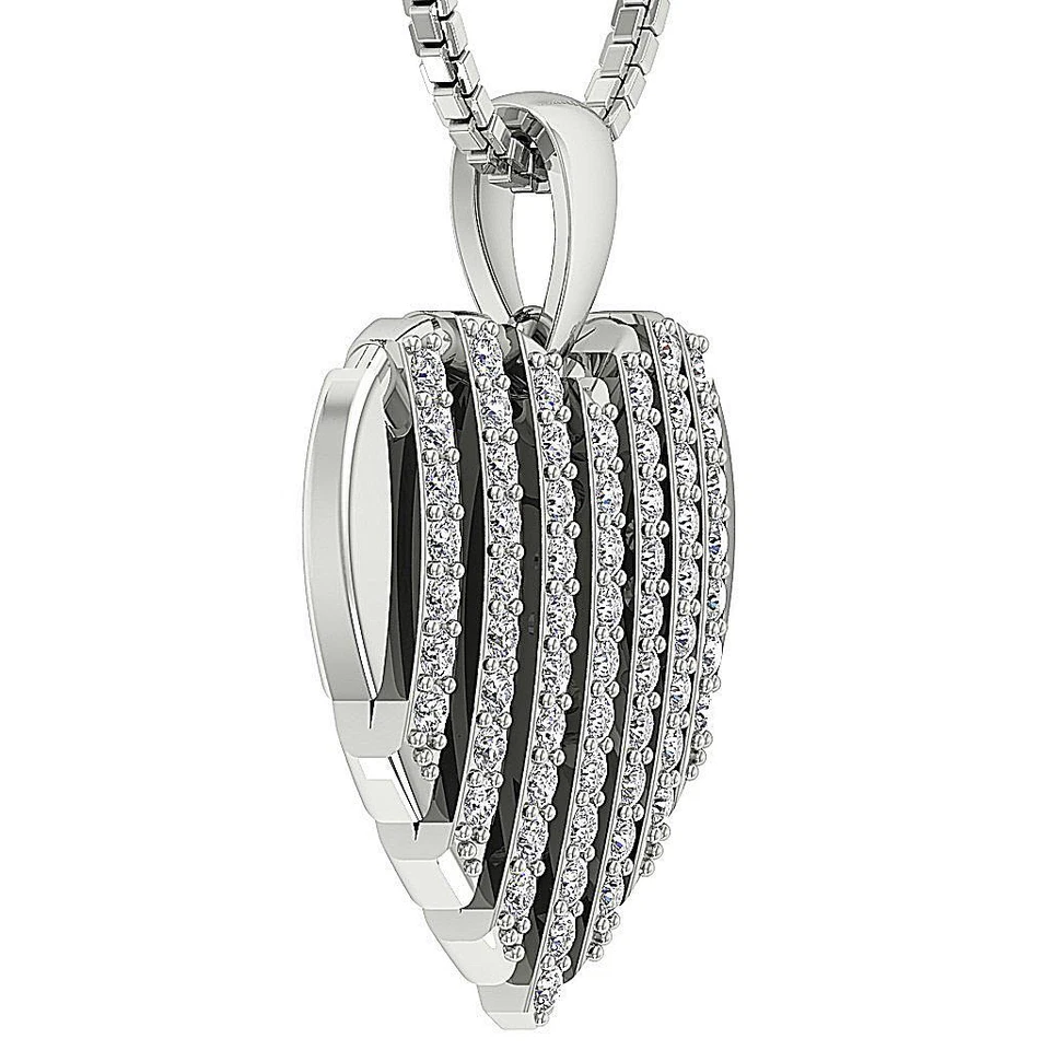 Collar colgante corazón oro amarillo de 14 K diamantes talla redonda cultivado en laboratorio VS1 F 0,60 quilates Foto 4 de 4