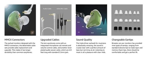 BASN Bmaster in Ear Monitor Headphones for Musicians - Olive - Zdjęcie 9 z 9