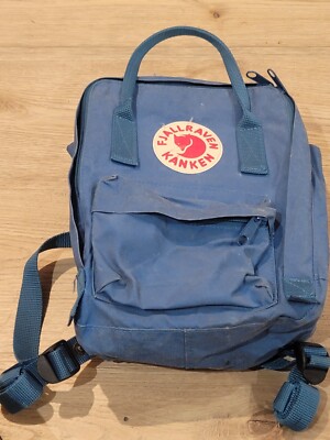 Fjallraven Kanken Mini Classic Backpack Blue Bag Double Handles READ!! 