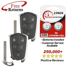 2 Remote Keyless Entry Fob Replacement Uncut Blade For Cadillac 5b SUV (HYQ2EB)