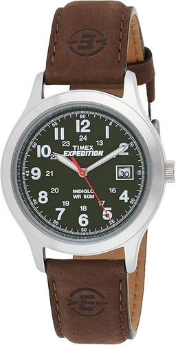 Timex T49870 Men's Expedition Metal Field Brown Leather Strap