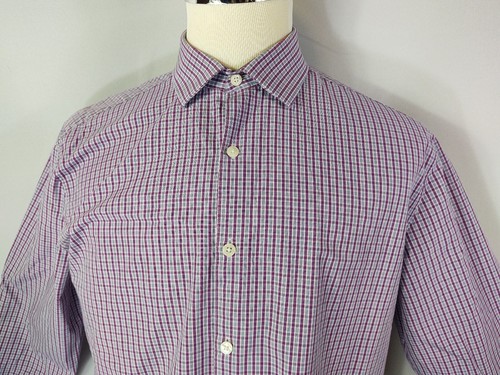 Penguin By Munsingwear Size 16 ½ 34/35 Purple Plaid Button Up Long Sleeve Shirt - Picture 11 of 12