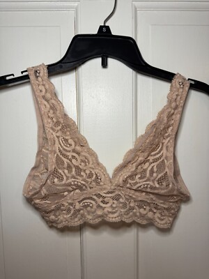 Pink Lace Bralette One Size Fits Small Soft Stretchy Intimates Cute