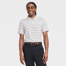 Men's Striped Golf Polo Shirt - All in Motion  White XXL