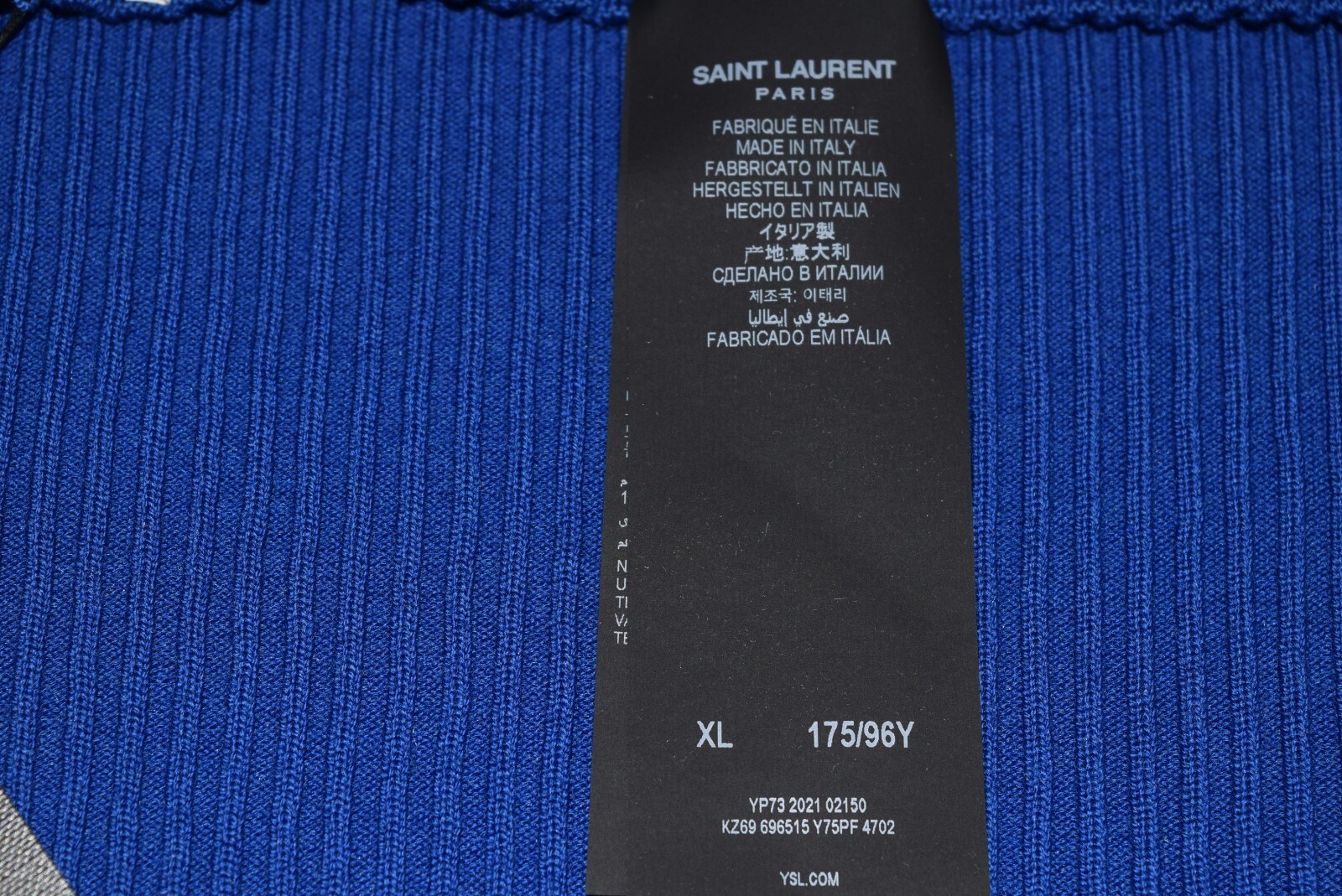 NUOVO! YSL Saint Laurent Bustier a costine elasticizzato tubo superiore cerniera XL blu elettrico