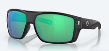 Costa Del Mar Diego Matte Black / Green Mirror Polarized Glass 580G - NEW