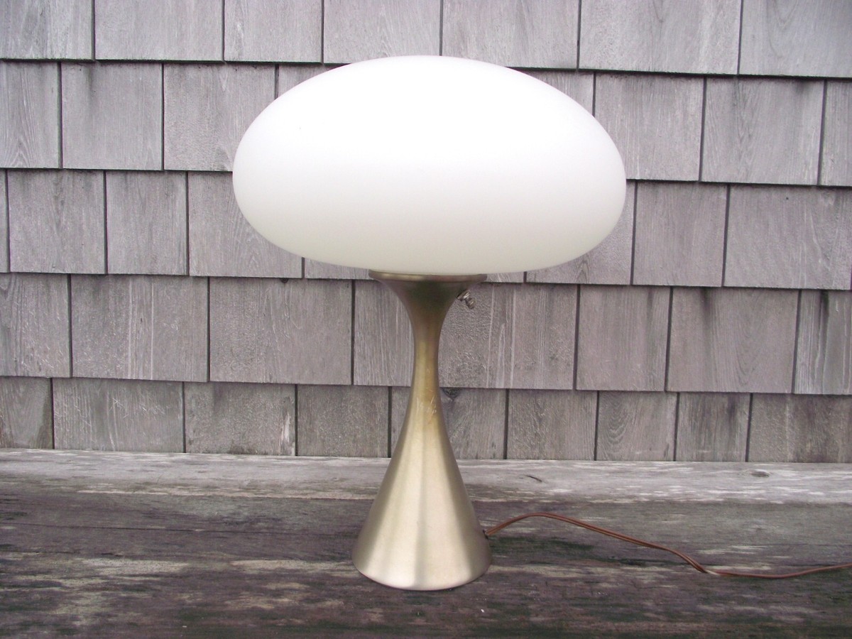 ORIGINAL Mid Century Laurel Frosted Mushroom Table Lamp Chrome