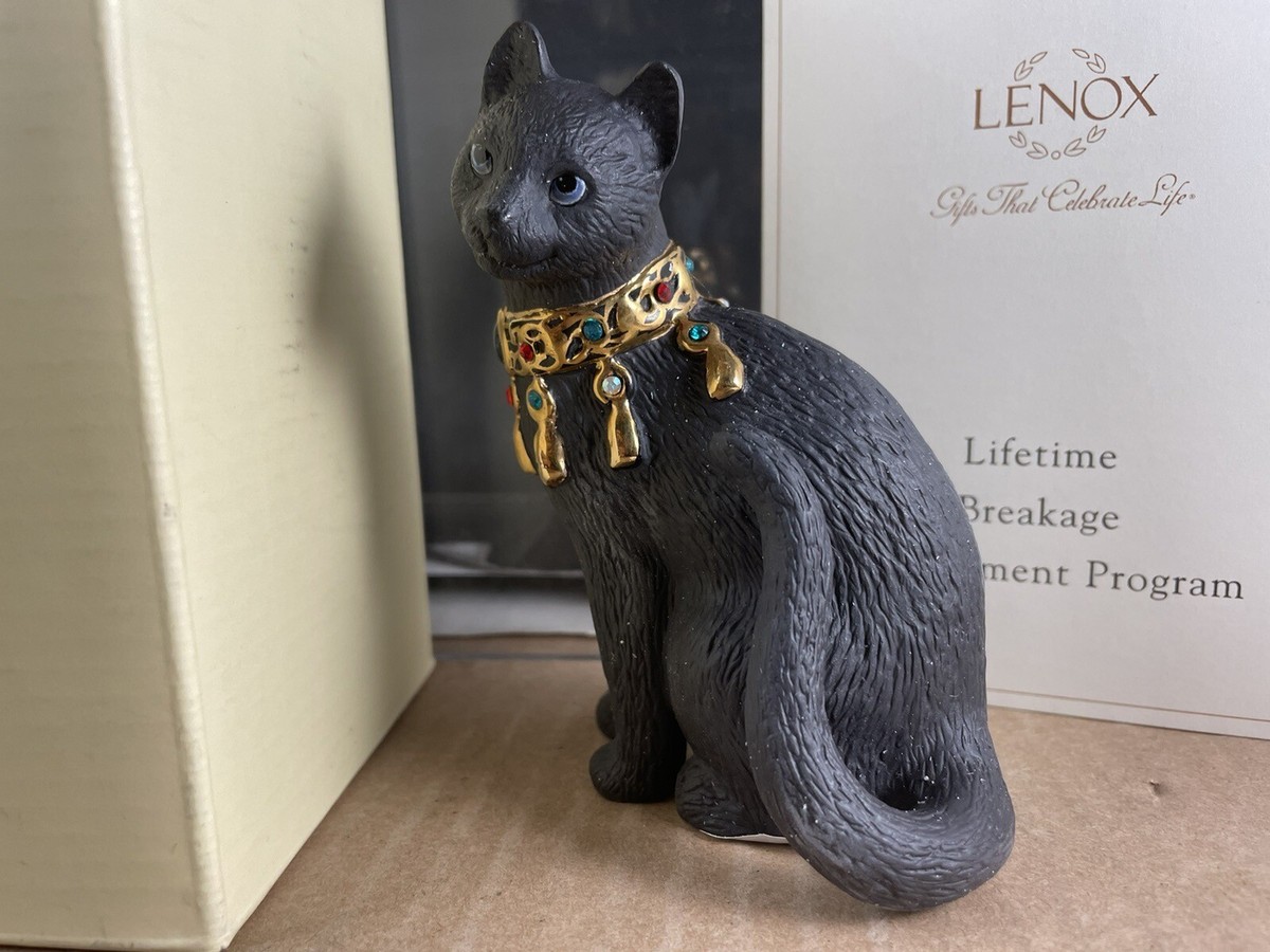 Lenox Cat Jewel Collection Black Jack Figurine Rhinestones & 24k