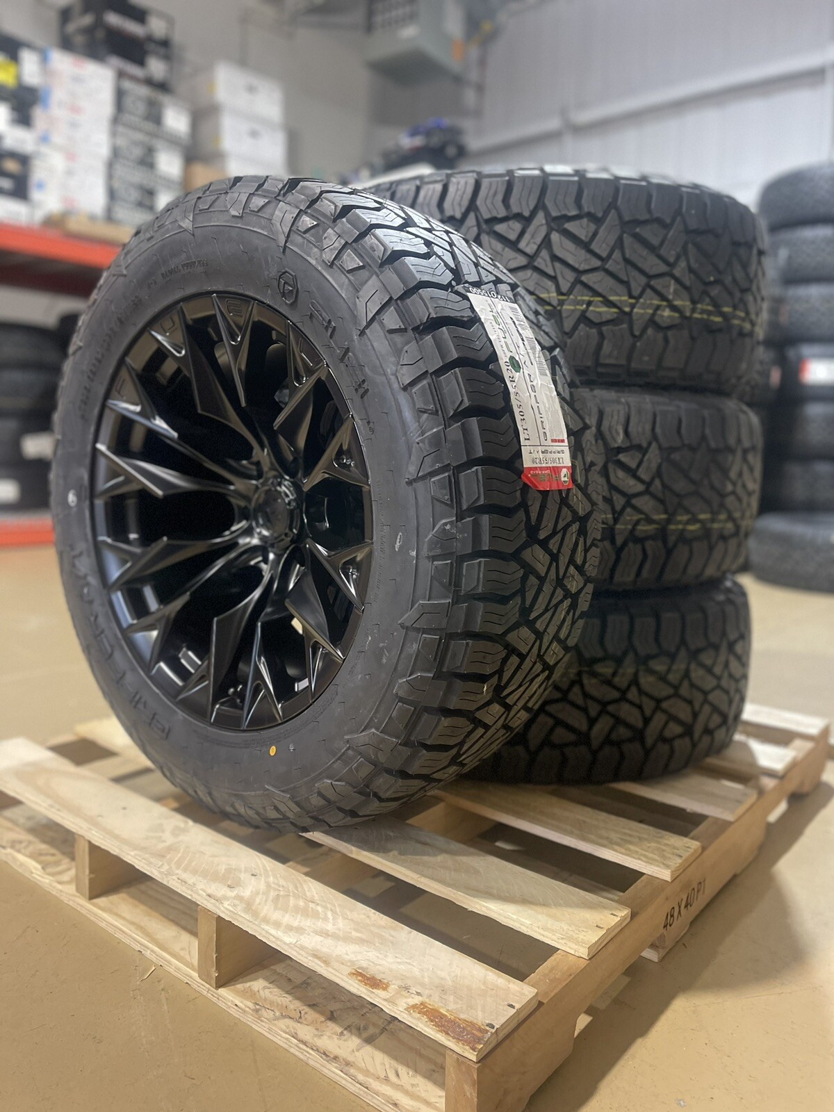 4 20x10 Fuel Flame D804 Black Wheels 33 Fuel AT Tires 6X135 Ford F150