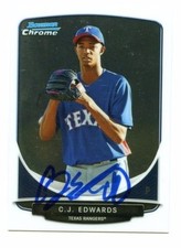 CARL EDWARDS CJ SIGNED 2013 BOWMAN CHROME ROOKIE CARD CHICAGO CUBS AUTO 
