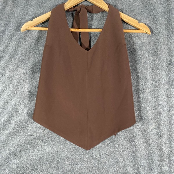 Charcoal Top Womens 8 Brown Crop Top Festival Boob Tube Handkerchief Backless