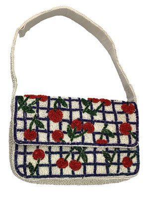 Made in India Beaded Shoulder Handbag Cherry Design See Description/Images