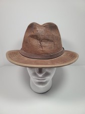 Adventure Bound Genuine Leather Men's Brown Fedora Hat X-Large Made In USA