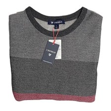 Daniel Cremieux Pullover Sweater Men's XL Fine Merino Wool Gray Burgundy NEW