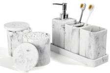 Bathroom Accessories Set, 6 Piece Set with Toothbrush White