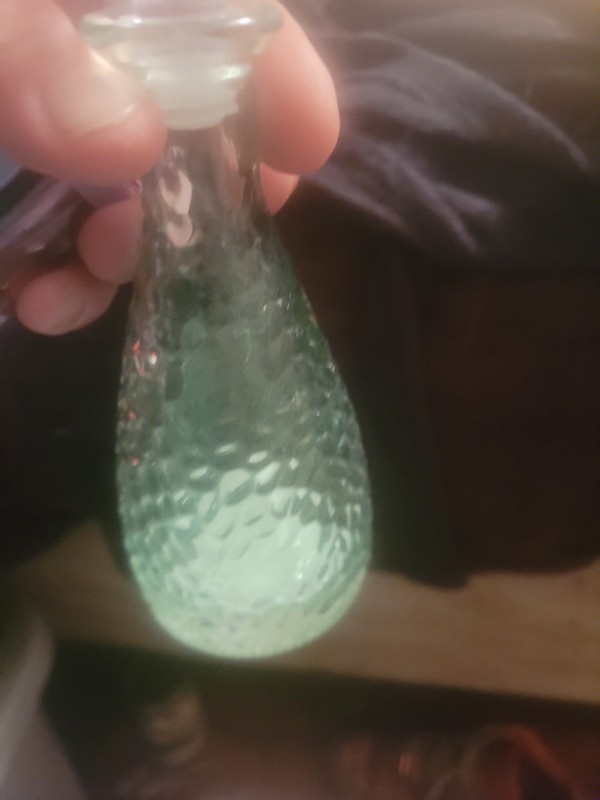 Green Glass Pebble Texured Bottle with Topper