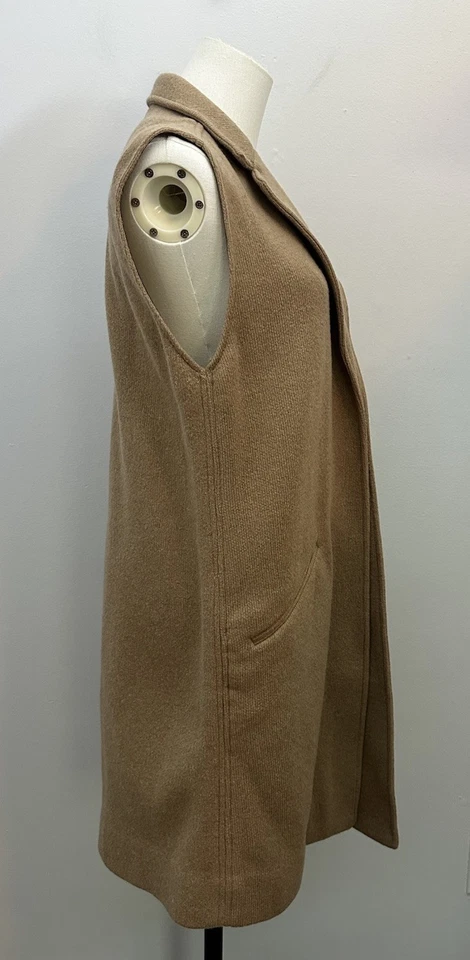 Chaleco Blazer Gap Mujer Mezcla Lana Sin Mangas Larga Línea Frente Abierto Tostado Camel Talla S Foto 4 de 4