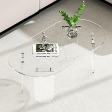 Premium Clear Acrylic Coffee Table LivingRoom Transparent Waterfall Lowtea Table