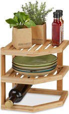 Organizer Angolare per La Cucina, Bambù, Inserto Da Scaffale E Piano Lavoro, HLP