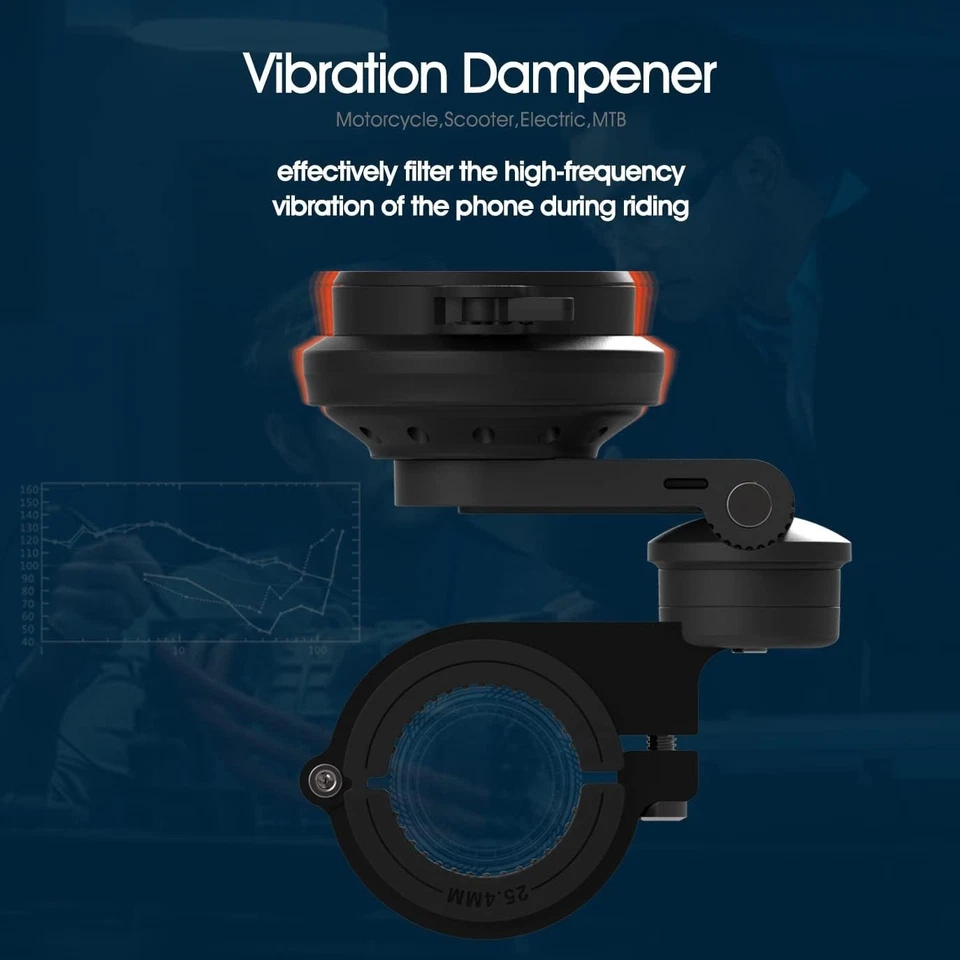 Amortiguación de vibraciones Soporte para teléfono de motocicleta - Soporte de manillar ajustable 2da generación Foto 4 de 4