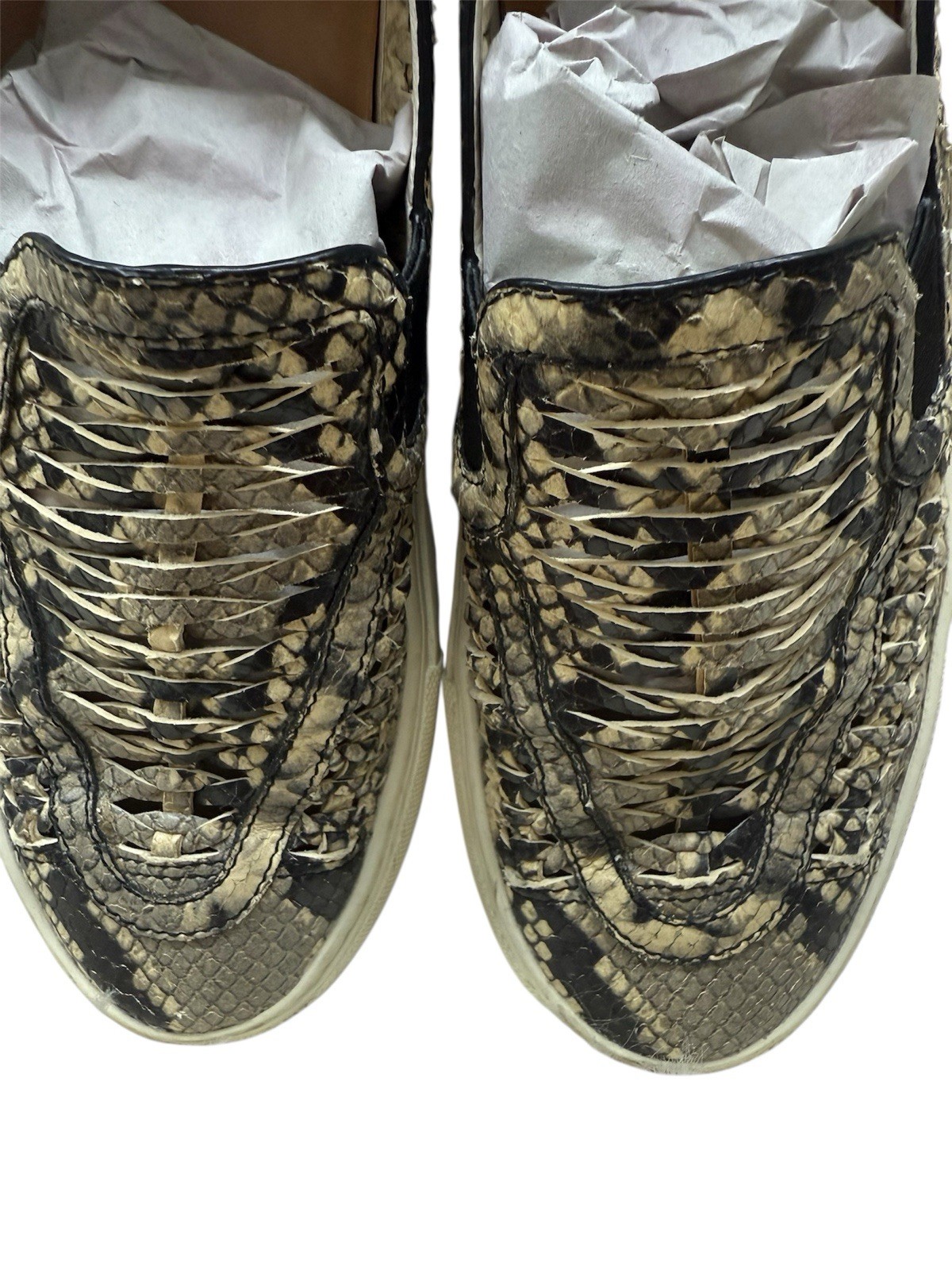 Tory Burch Snakeskin Embossed Leather Huarache Slip-On Sneaker Shoes Size 6.5 thumbnail 7