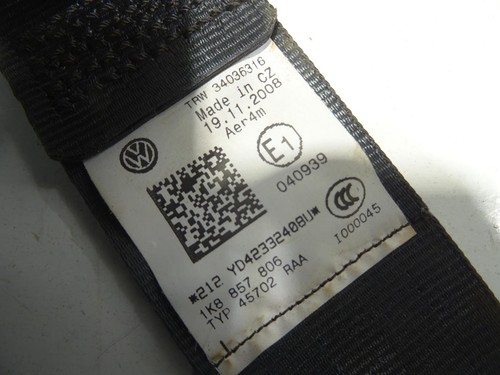CEINTURE DE SECURITE ARRIERE DROITE Scirocco (137/13AD) 1K8857806RAA #96673747 - Photo 4/4