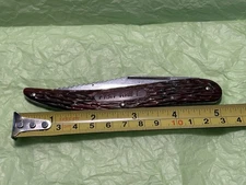 Vintage USA Fish Knife Serrated Blade Jigged Handle Folding Pocket Knife
