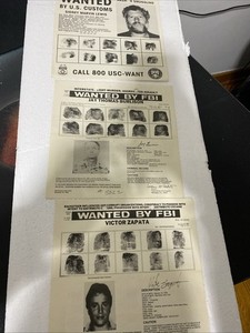 Wanted By FBI Poster Lot Late 80’s Zapata, Burlison, Lewis 3 Total