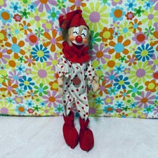 Vintage Rubber Head Red Polka Dot Circus Clown Pose Doll, Collectible, Keepsake