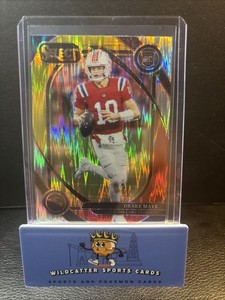 2024 Panini Select No 218 Drake Maye Red & Yellow Shock Prizm Club Level RC