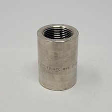 316/L Threaded Pipe Coupling, 1" NPT x 2 1/2" Length - USED