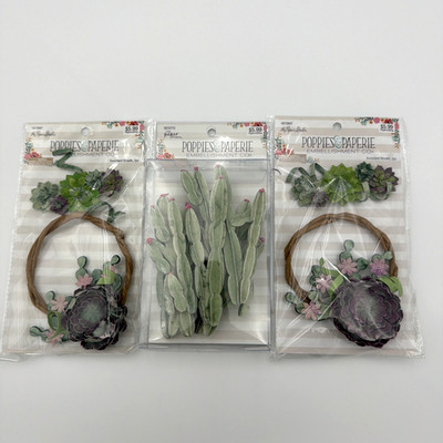 3 New Packs Of The Paper Studio Paper Embellishments Green Cactus & Succulents
