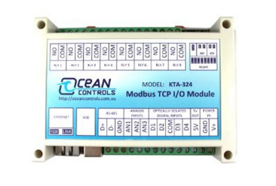 Modbus TCP I/O Module (3 analog inputs, 4 opto-isolated digital  inputs, 8 relay