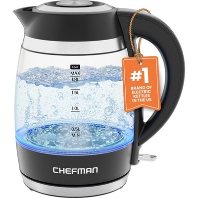 Chefman Electric Kettle, 1.8L 1500W, Hot Water Boiler, Removable Lid for Easy Cl