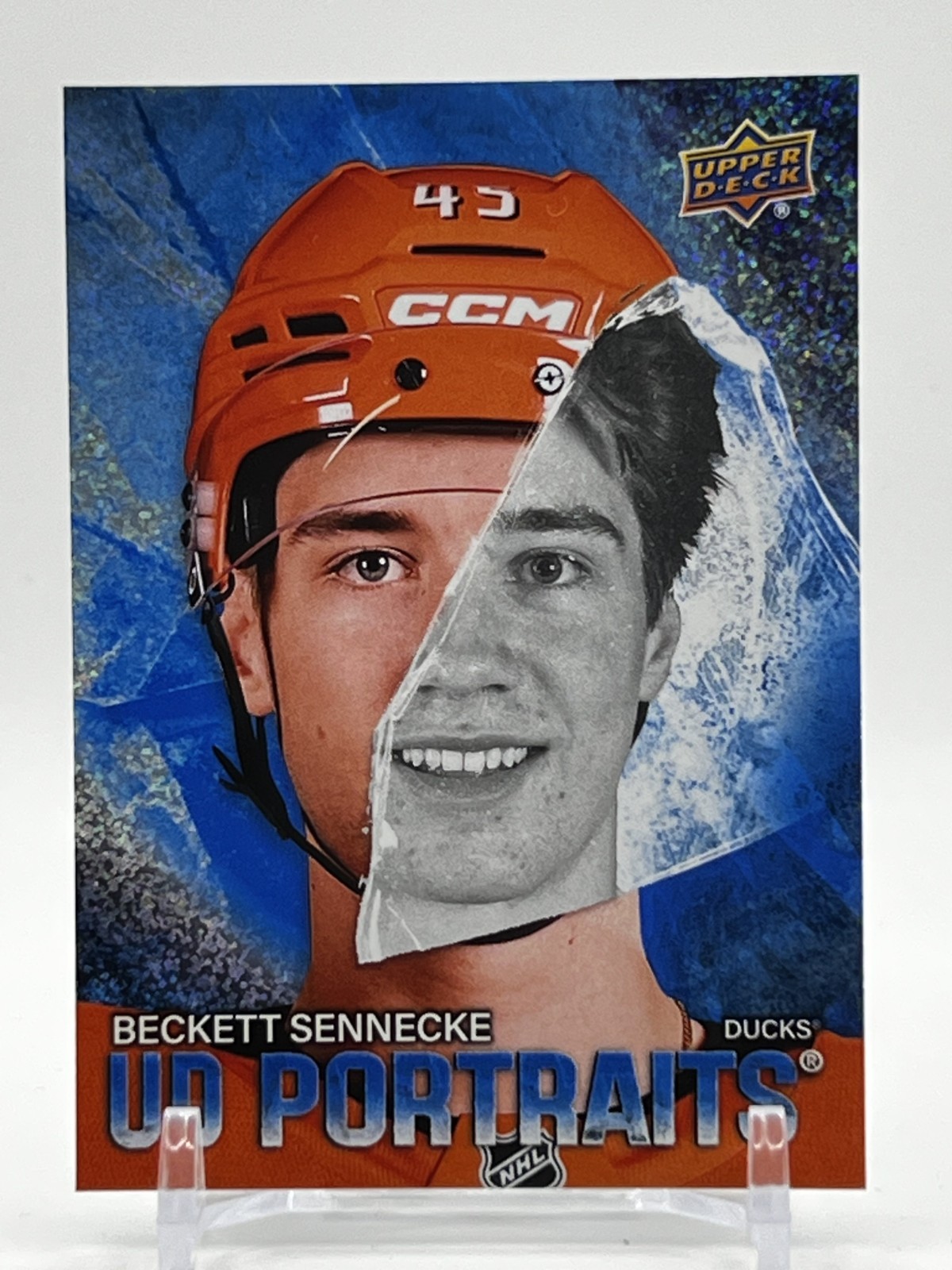 2025-26 Upper Deck UD Portraits Speckle Beckett Sennecke #P-37 Anaheim Ducks