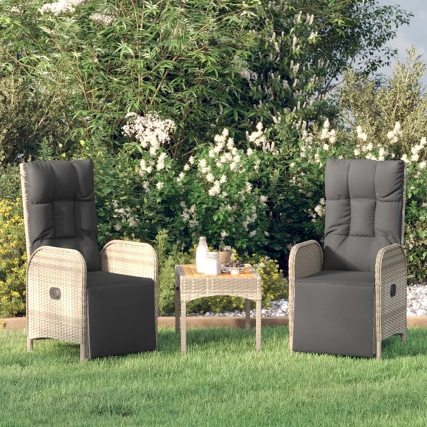 Garten RelaxstüHle 2Er Set Mit Beistelltisch Poly Rattan Grau-image