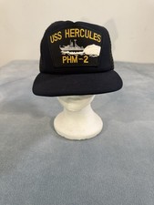 Vintage USS Hercules PHM-2 Snapback Cap Hat Made In USA M/L