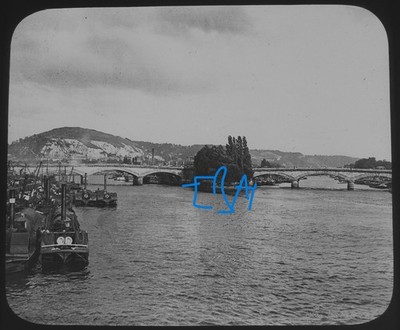 Foto NORMANDIE RADDAMPFER IN ROUEN UM 1894 GWW Magic Lantern Dia FRANKREICH
