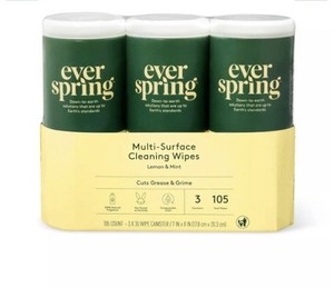 Lemon & Mint Multi-Surface Cleaning Wipes - 105ct/3pk -Everspring™