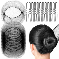 Hair Nets, U Shaped Hair Pins Set - 20 Invisible Elastic Mesh Nets, 40 Bun Maker