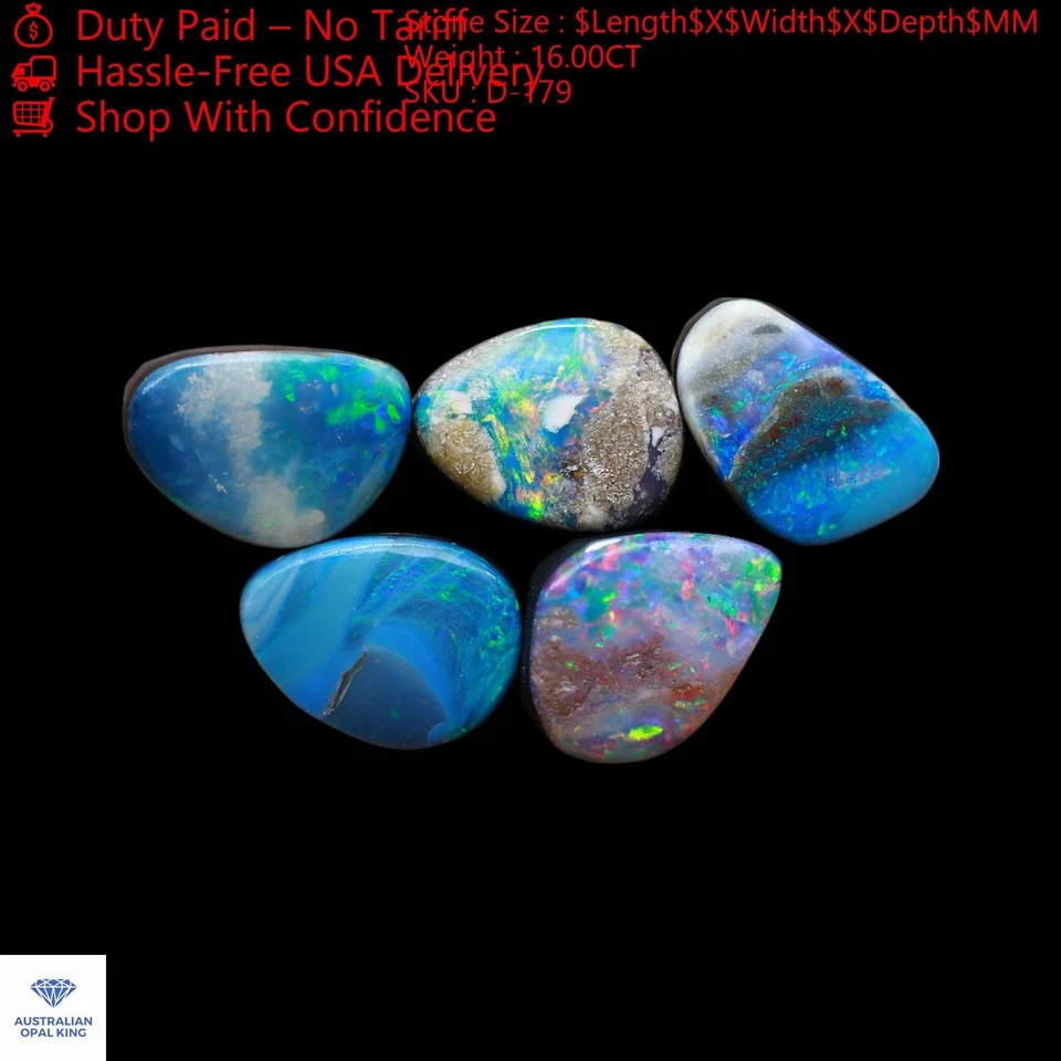 5 Pcs 16.00 Cts Doublet Opal Supply Mix Cabochon Lot 8X10X4 mm TO 7X11X4 mm - Image 4 of 4