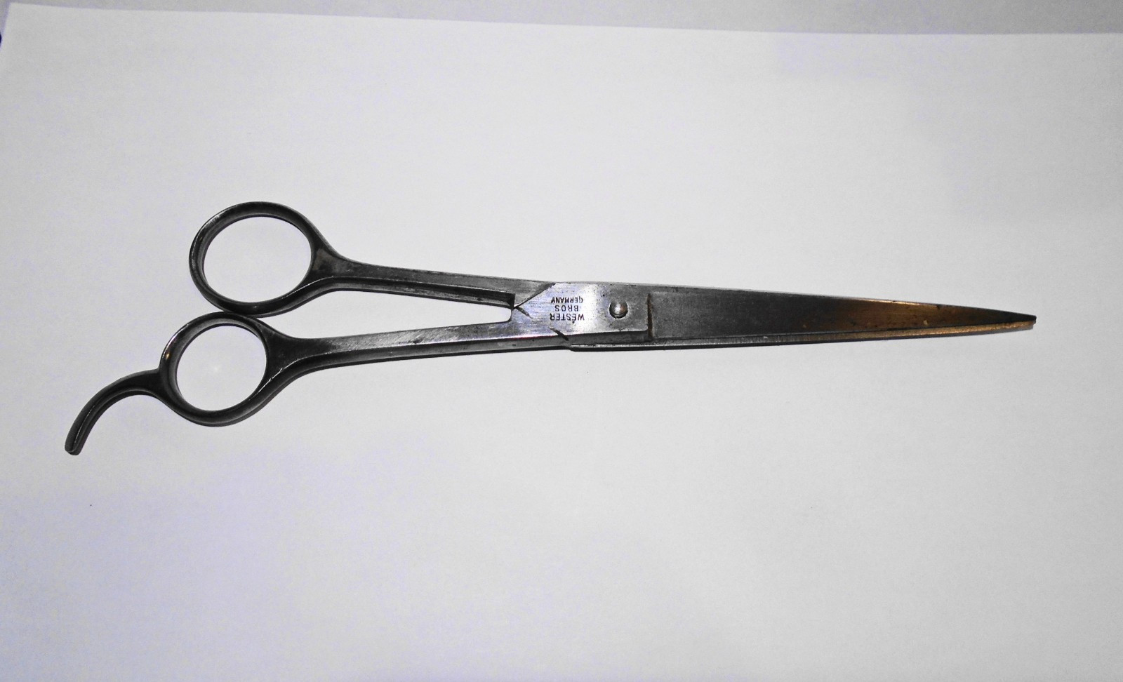 Vintage 8" Wester Bros Fraternity Barber Scissors Germany with Leather Sheath
