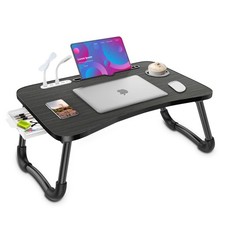 Laptop Lap Desk, Foldable Laptop Table Tray with 4 USB Ports Storage Drawer a...